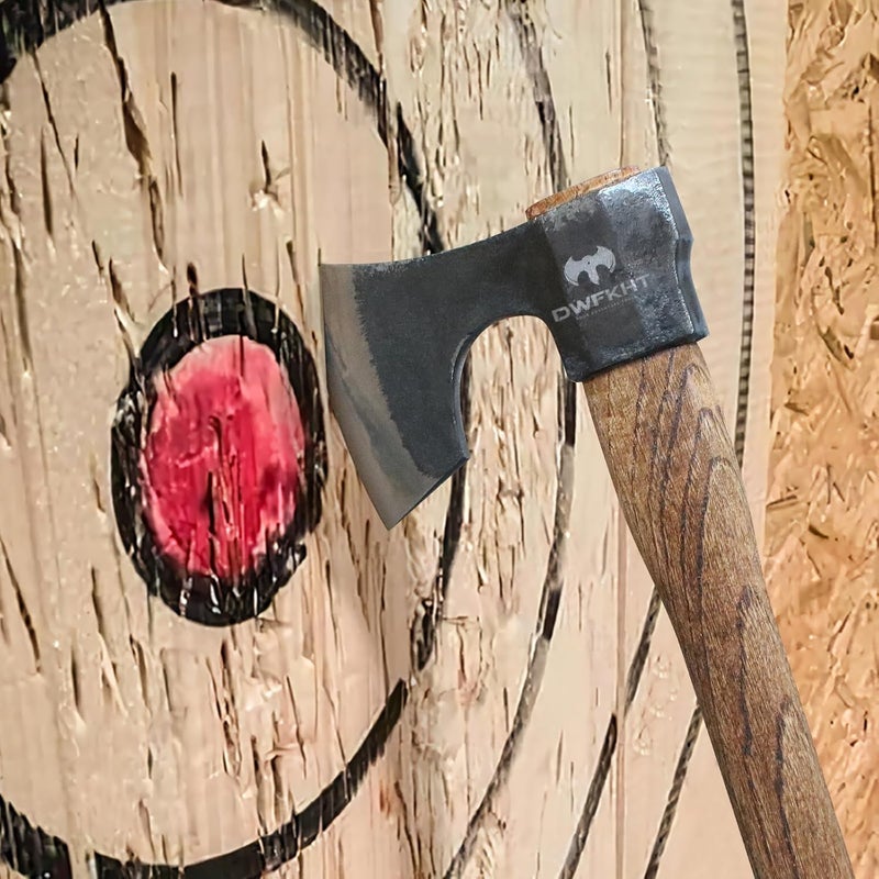 DWFKHT 16.5" Throwing Axe, 3 Pack Throwing Axe Set with 1065 High Carbon Steel & Beech Wood Handle, Perfect for Axe Throwing Games, Competition and Recreation, Ideal Gift for Men (Black) - Image 5